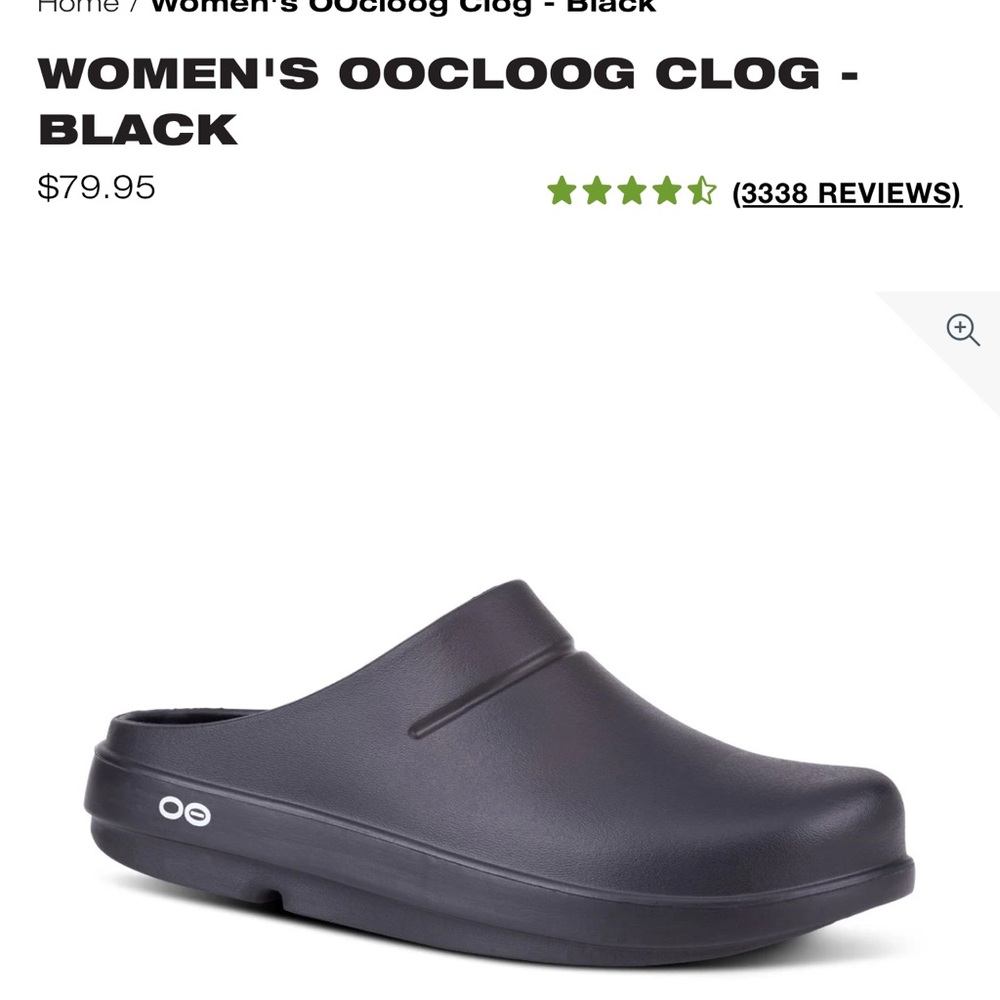 OOFOS Oocloog Unisex Men's or Women’s Black Slip-On Shoes clogs M6 W8